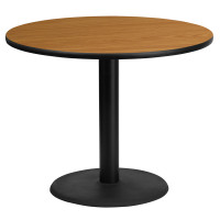 Flash Furniture XU-RD-36-NATTB-TR24-GG 36" Round Natural Laminate Table Top with 24" Round Table Height Base